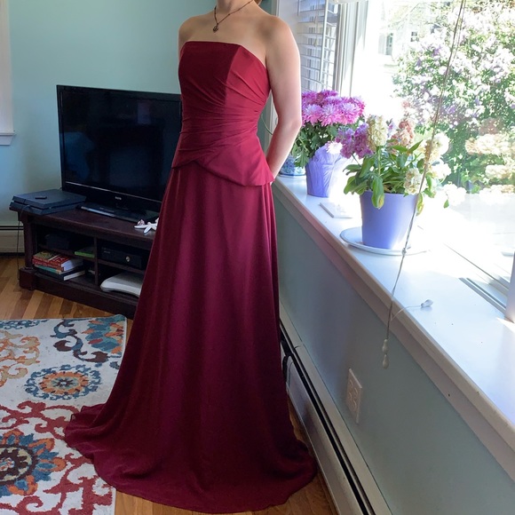 Y2K Formal long burgundy dress / gown - Picture 1 of 6